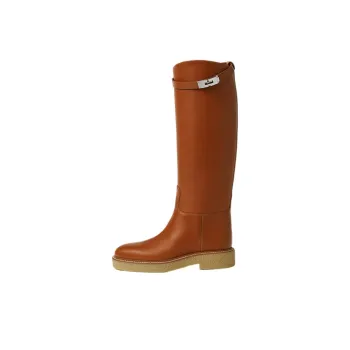 HERMES Honey Knee high Boots Women's Brown