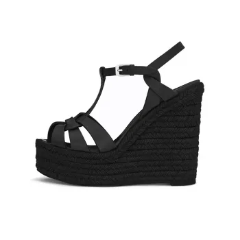SAINT LAURENT Tribute Wedge Espadrilles Women's