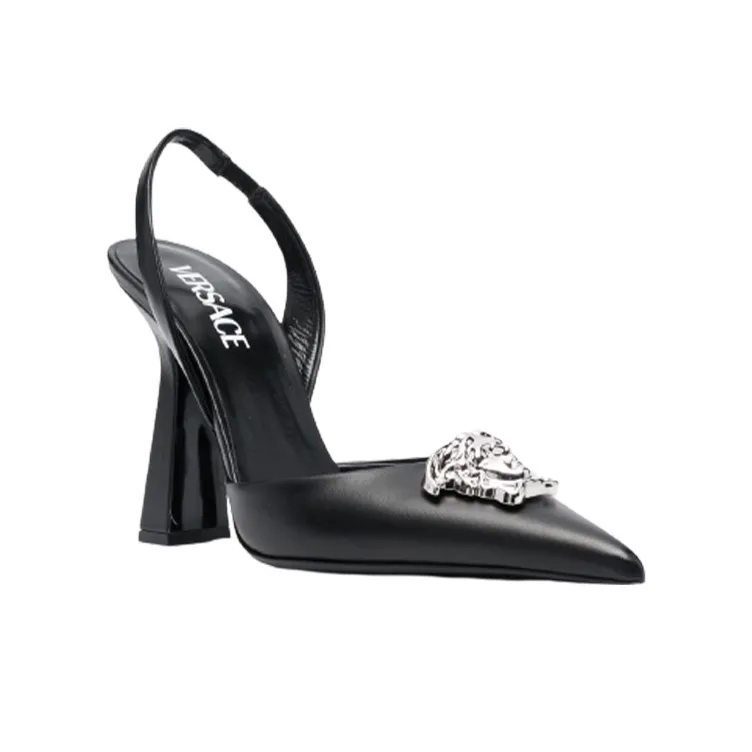 VERSACE Chunky Heel High Heels Women's Black-2