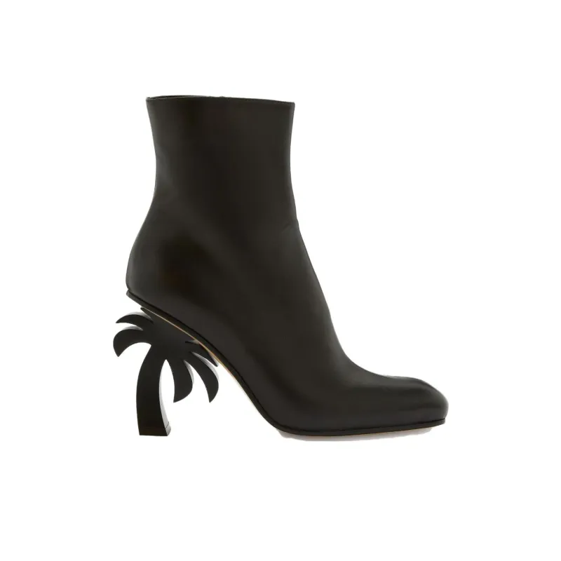 PALM ANGELS Palm Heel Side Zipped Ankle Boots Women's-1