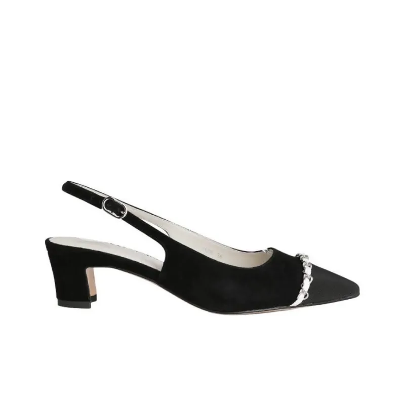 CHANEL Chunky Heel High Heels 4.5cm Women's Black-1