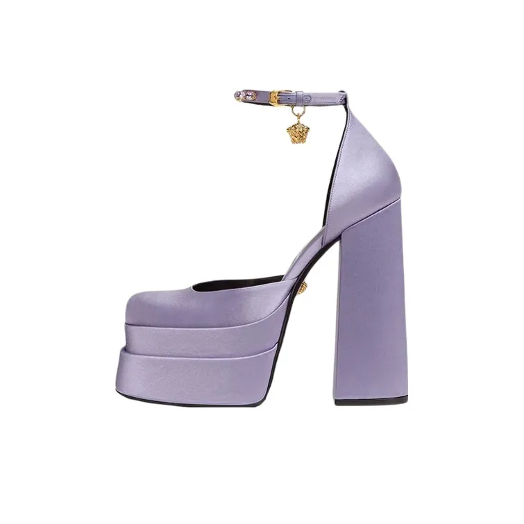 VERSACE Medusa Aevitas 155mm Platform Pumps Lilac Satin-0
