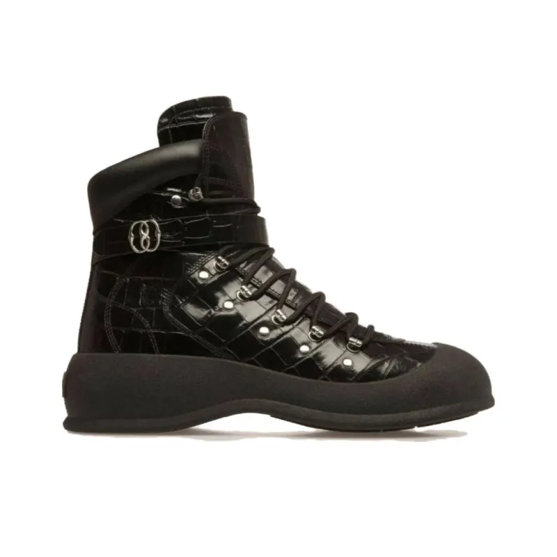 BALLY Clyff Embossed-crocodile Leather Boots-1