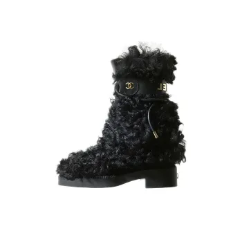 CHANEL Mid Calf Boots Women's Black