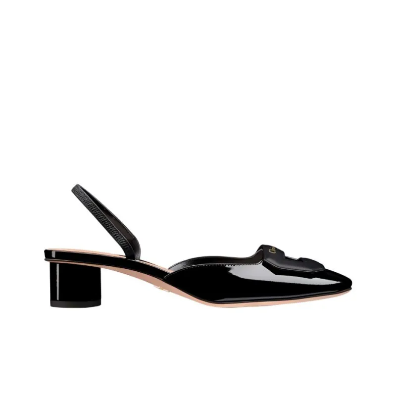 DIOR Block Heel High Heels 3.5cm Women's Black-1