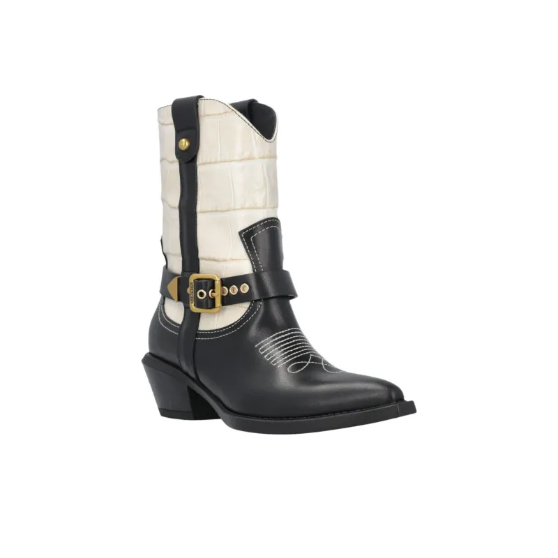 PINKO Texan Ankle Boots 5.5cm Women's Black White-2