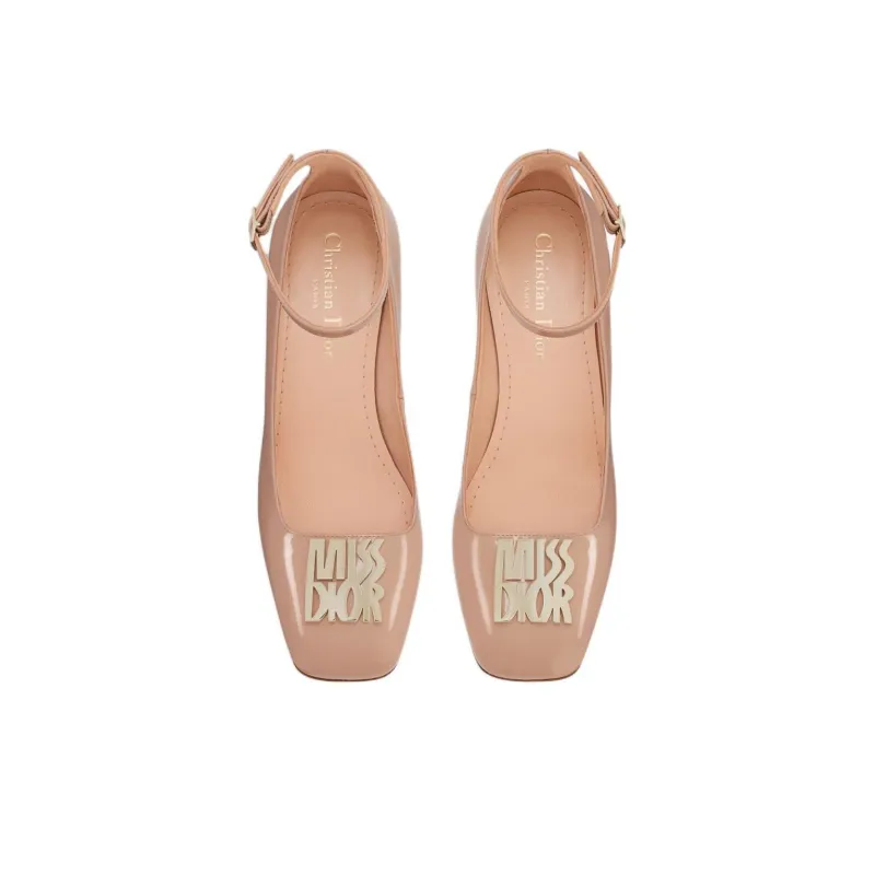 DIOR Miss Dior Chunky Heel High Heels 4cm Women's Nude-4