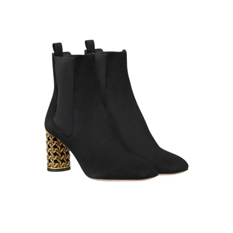 DIOR Icon Short Chelsea Boots 8cm Women's Black-2
