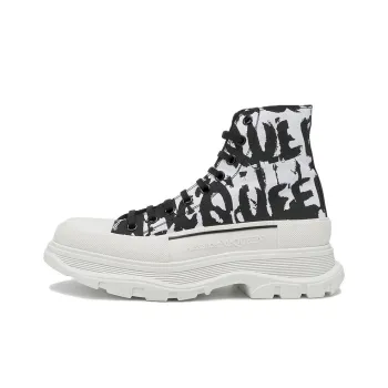 Alexander McQueen Graffiti Tread Slick Boot White Black