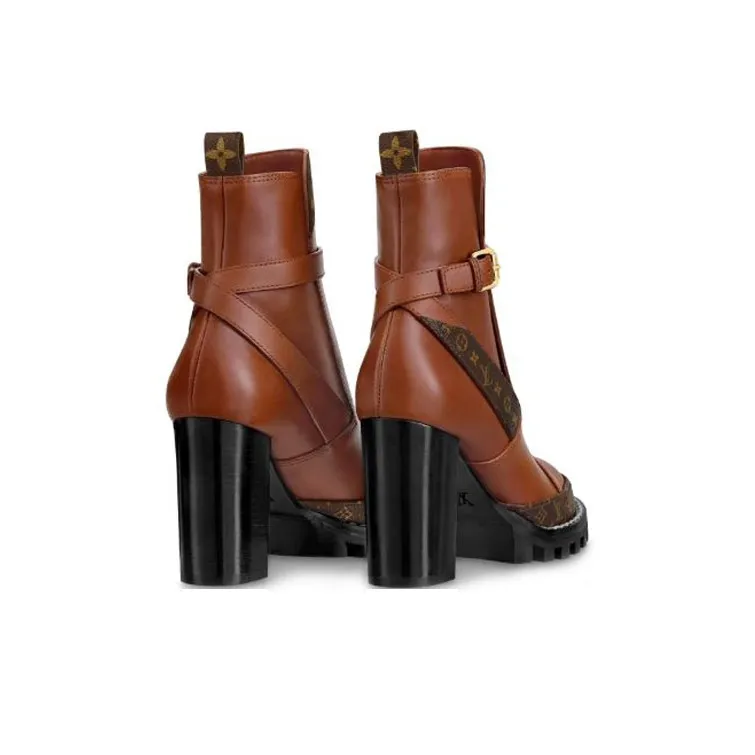 LOUIS VUITTON Lv Star Trail Ankle Boots 'Brown' Women's-4