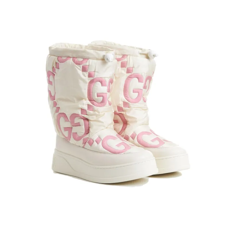 GUCCI Women's Maxi Gg Boot 'White Pink Matelassé' Women's-2