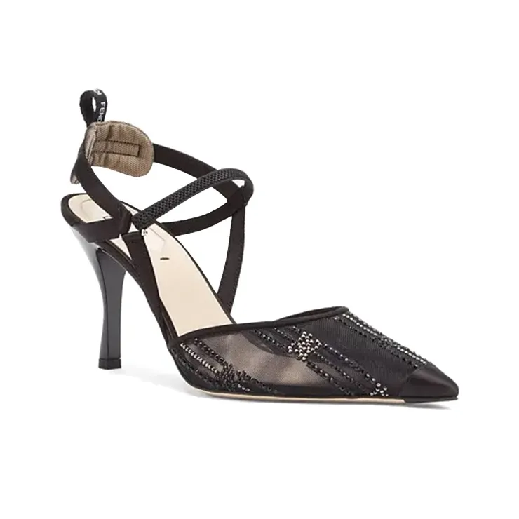FENDI Colibri Slim Heel High Heels 8.5cm Women's Black-2