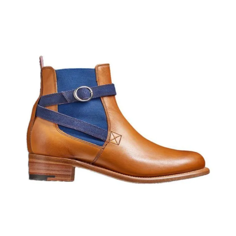 BARKER Alexandra Short Chelsea Boots Women's Brown Blue-1
