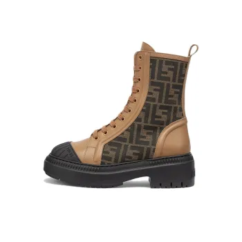 FENDI Women's FF Motif Domino Biker Boot 'Beige'