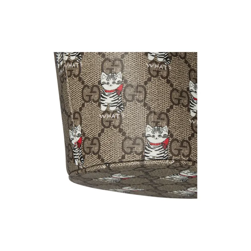 GUCCI GG Supreme Canvas Bucket Bags Shoulder Bags Kids' Beige & Dark Brown-6