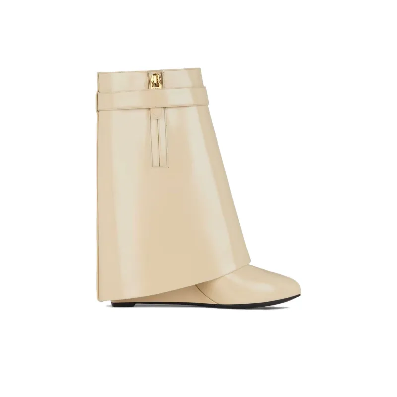 GIVENCHY Shark Lock Knee-high Boots 9cm Women's Linen Gold-1