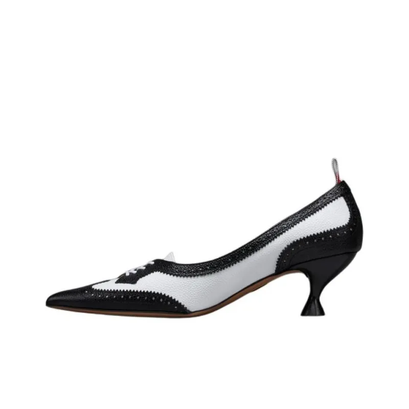 THOM BROWNE· Wingtip Irregular Heel High Heels Women's Black White-0