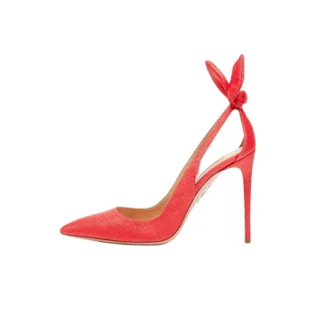 AQUAZZURA Bow Tie Pump Slim Heel High Heels 10.5cm Women's Red