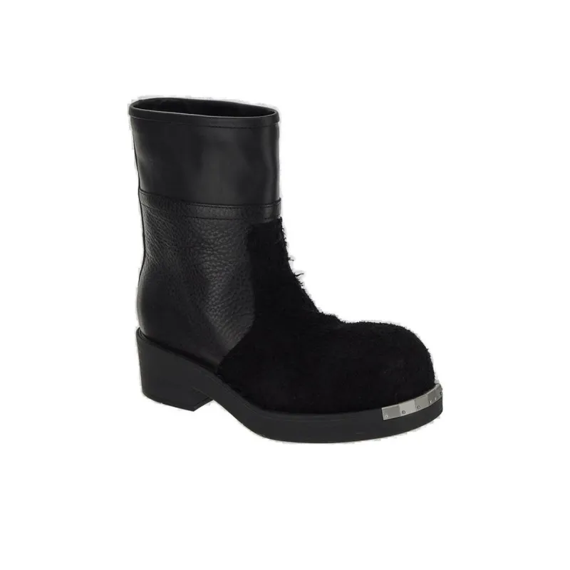 MM6 Maison Margiela Biker Suede And Leather Ankle Boots-3