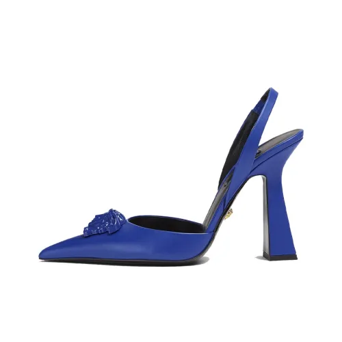 VERSACE La Medusa Slim Heel High Heels 12cm Women's Blue