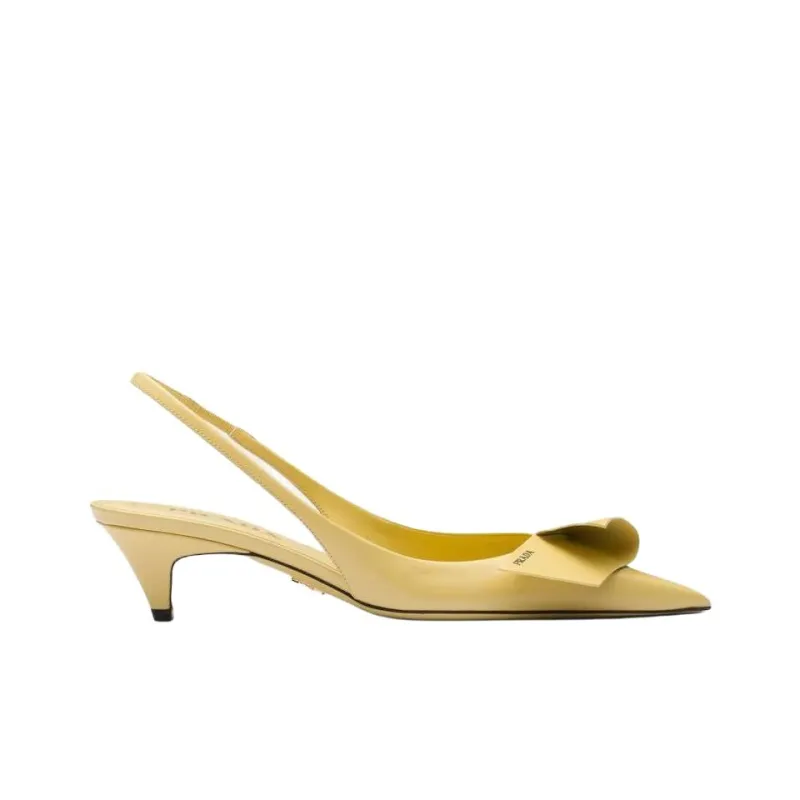 PRADA 45mm Bow-appliqué Slingback Pumps-1