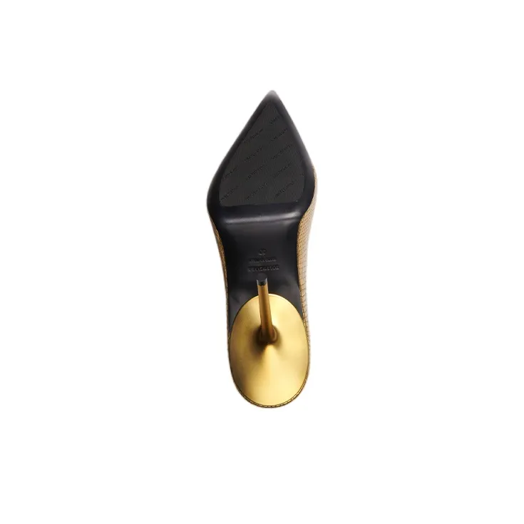 Balenciaga Knife High Heels Women's Gold-5