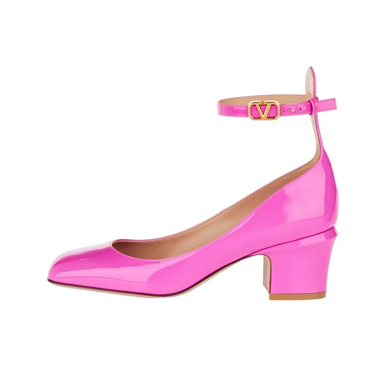 Valentino Tan Go Logo Plaque Square Toe Pumps-0