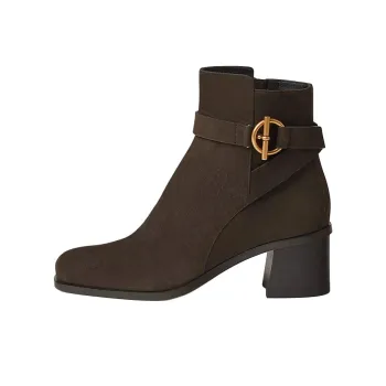 HERMES Jill Ankle Boots 6cm Women's Dark Umber