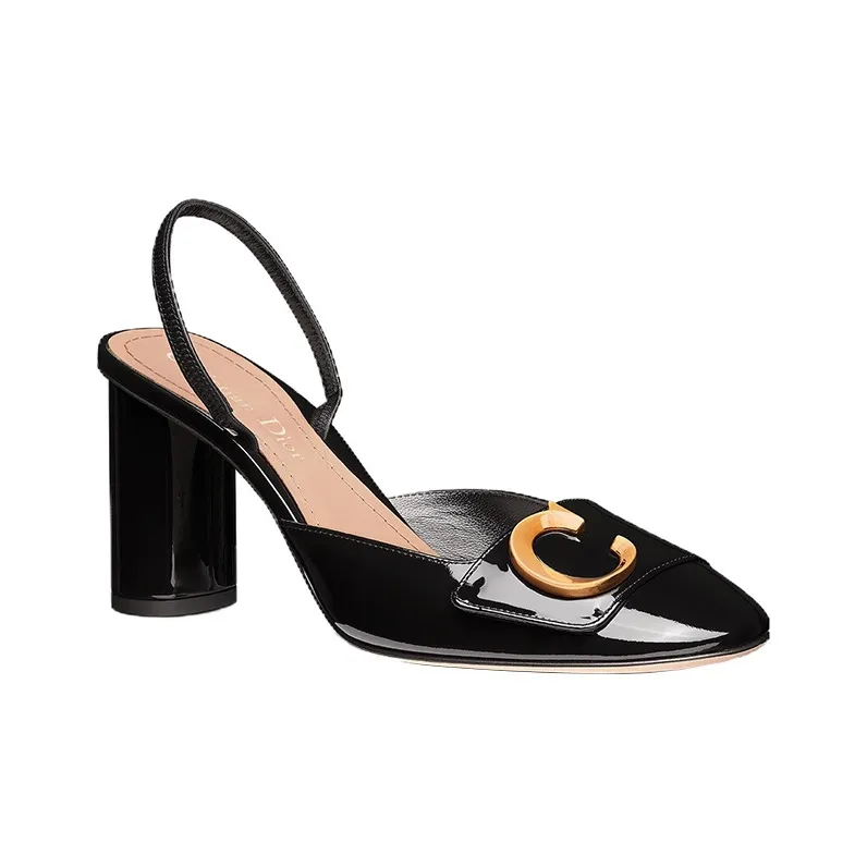 DIOR C'est Dior Chunky Heel High Heels 8cm Women's Black-2