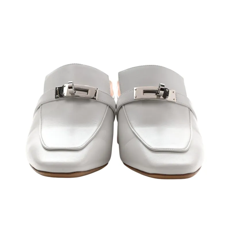 HERMES Blossom Block Heel High Heels Women's White-4