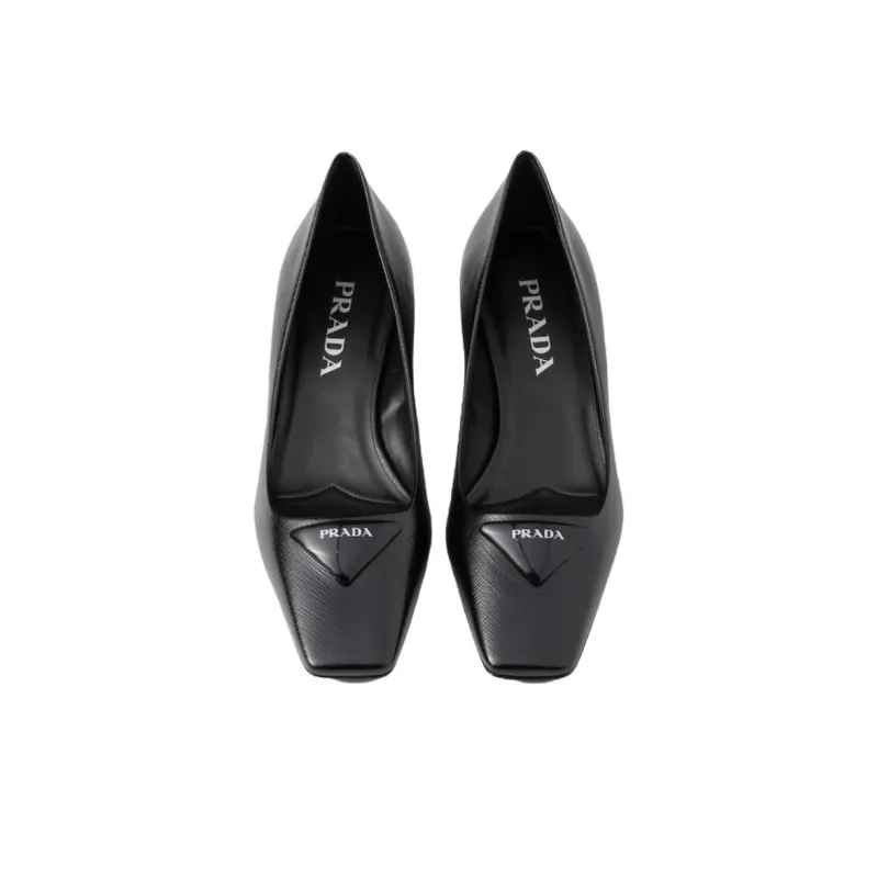 PRADA Block Heel High Heels 3.5cm Women's Black-4