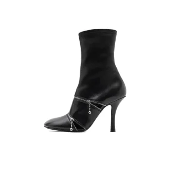 Burberry Peep Leather Ankle Boots