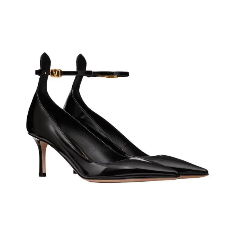 Valentino Tan Go Slim Heel High Heels 7cm Women's Black-2