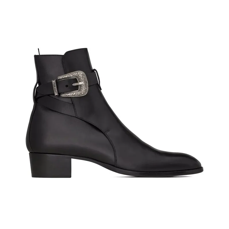 SAINT LAURENT Ankle Boots 4cm Men's Black-1