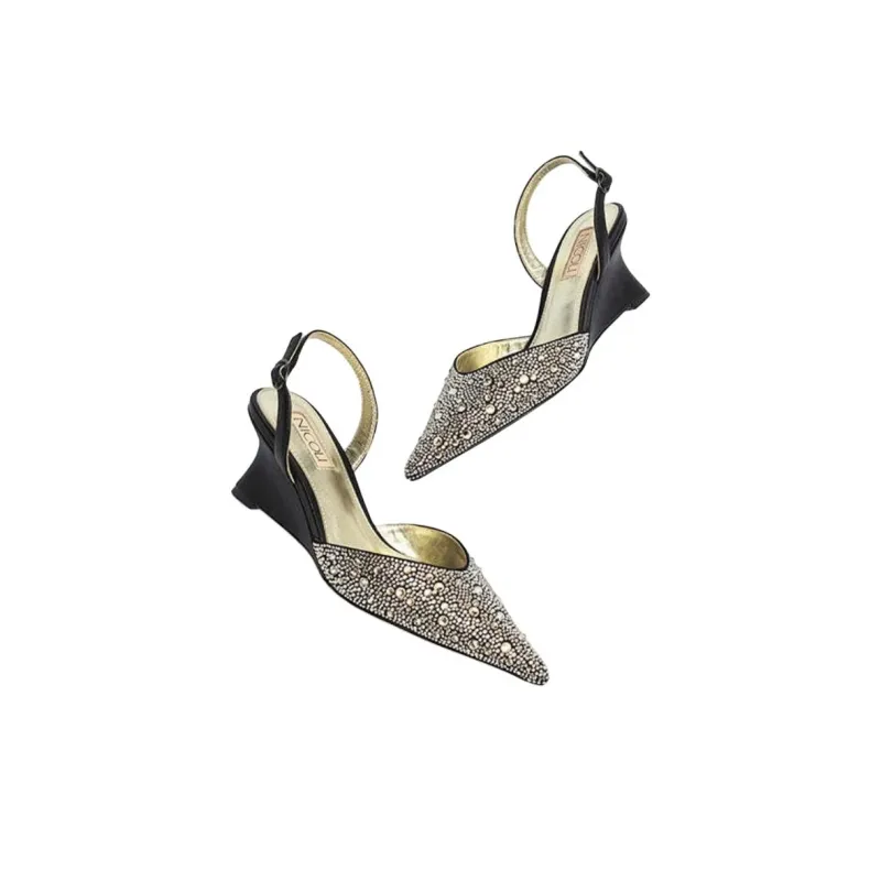 NICOLI Oriana Wedge Heel High Heels 7cm Women's Black-3