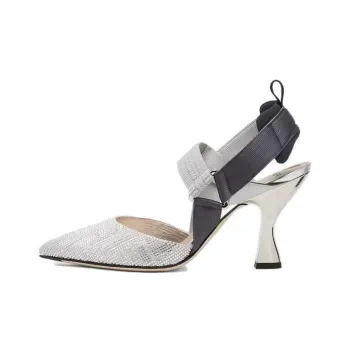 FENDI Colibri Chunky Heel High Heels Women's Silver