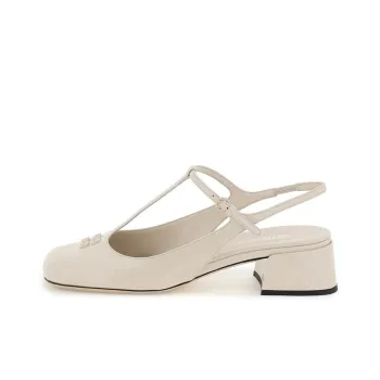 MIU MIU Block Heel High Heels 3.5cm Women's Beige