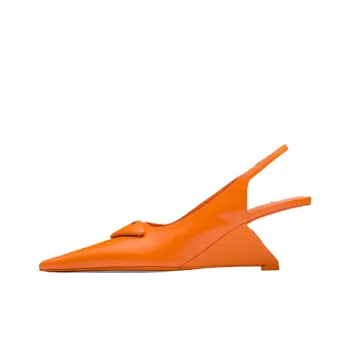 PRADA Women's Brushed Leather Slingback Pumps 'Orange'