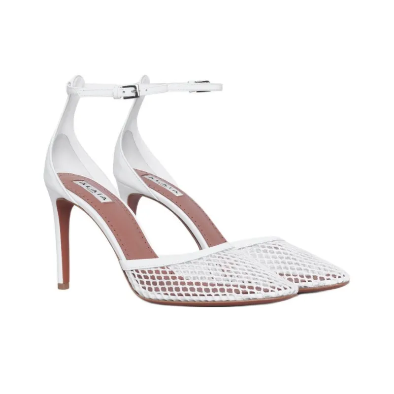 Alaia Slim Heel High Heels 9cm Women's White-2