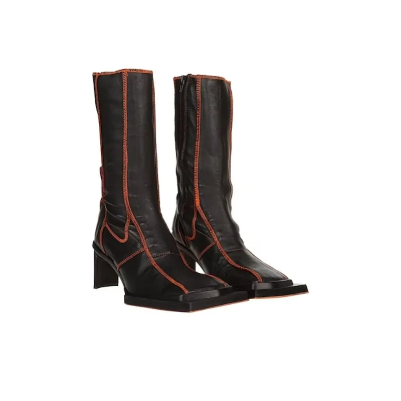 MIISTA Ankle Boots 6cm Women's Black Orange-4