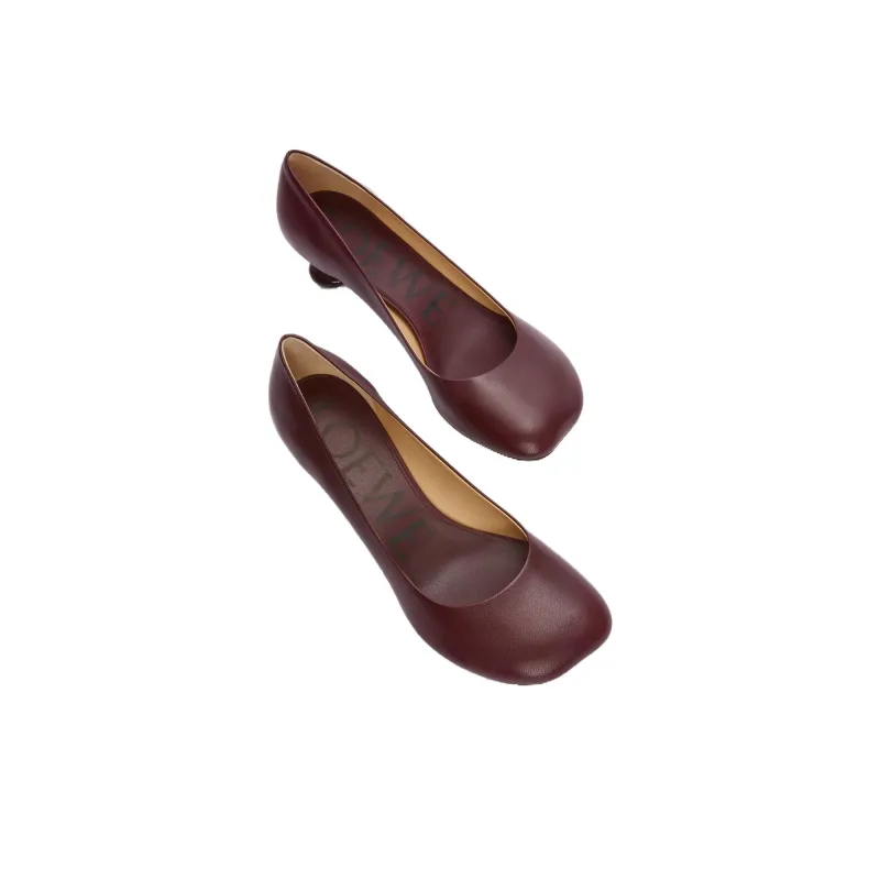 LOEWE Toy Chunky Heel High Heels 4.5cm Women's Burgundy-3