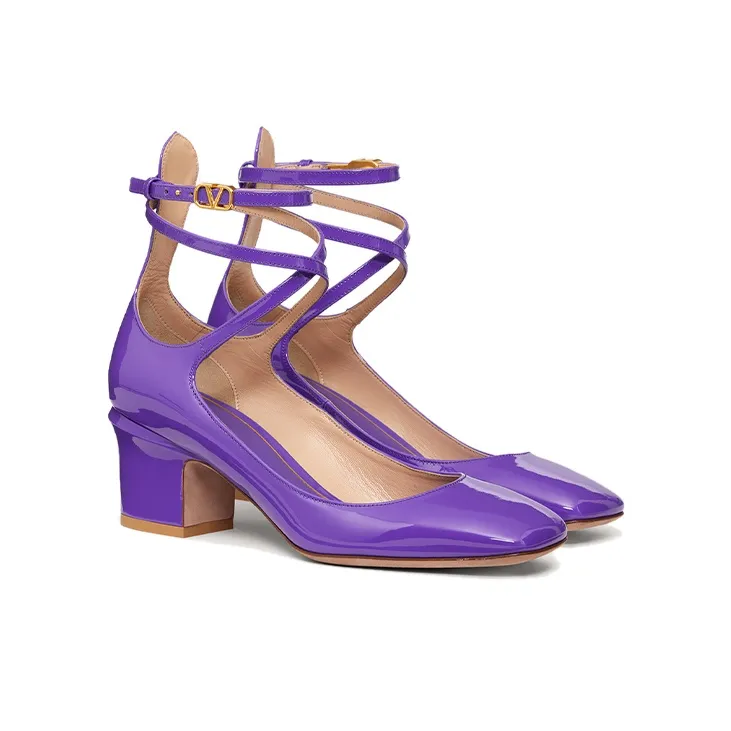 Valentino Garavani Tan Go Patent Leather Pumps Purple Women's-2