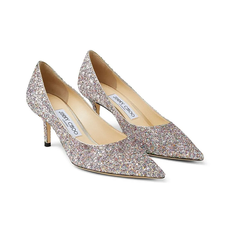 Jimmy Choo LOVE 65 Slim Heel High Heels Women's Glitter Pink-2