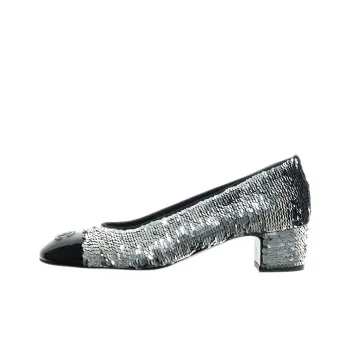 CHANEL High Heels Women's Black/Silver