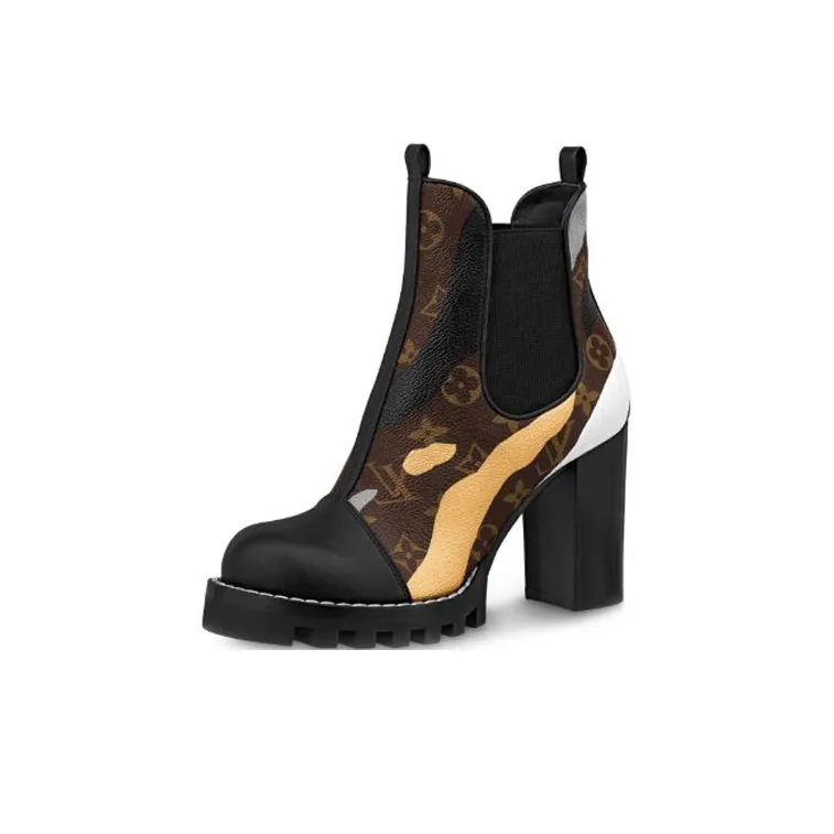 LOUIS VUITTON Lv X Lol Star Trail Small Cowhide Ankle Boots Black Brown Women's-0