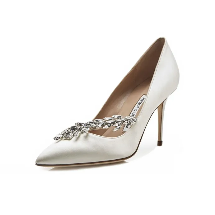 MANOLO BLAHNIK Slim Heel High Heels 9cm Women's White-3