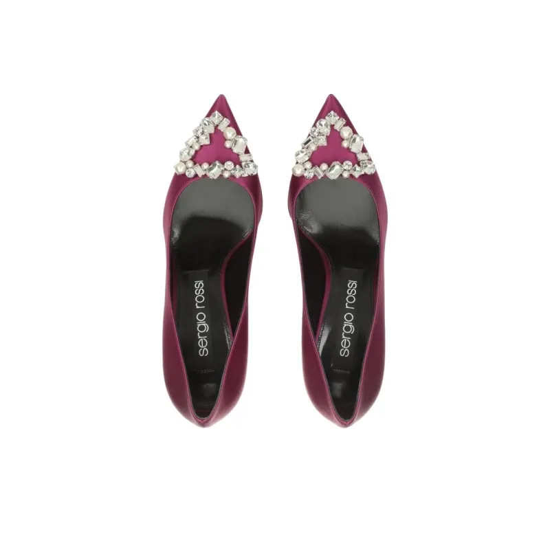 SERGIO ROSSI Godiva Slim Heel High Heels 7.5cm Women's Bright Purple-3