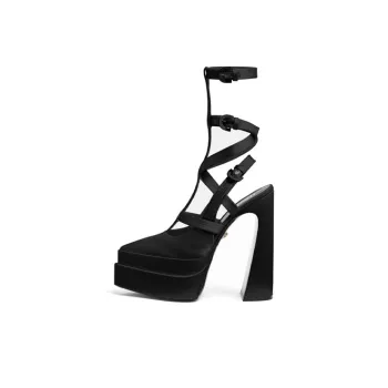VERSACE Chunky Heel High Heels 16cm Women's Black
