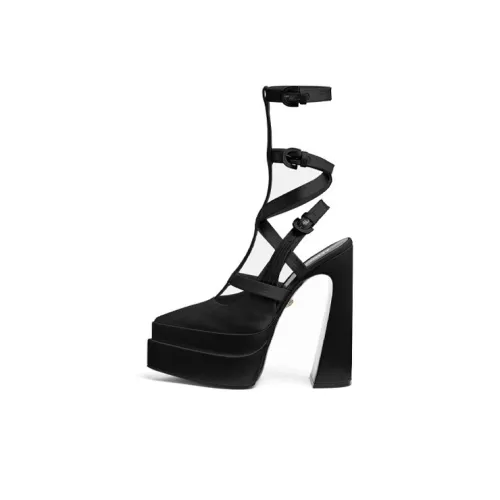 VERSACE Chunky Heel High Heels 16cm Women's Black