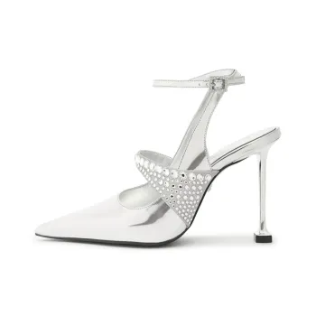 Schutz Louise Flared Heel High Heels 10cm Women's Silver